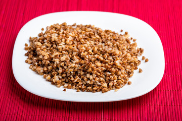 buckwheat on a white plate