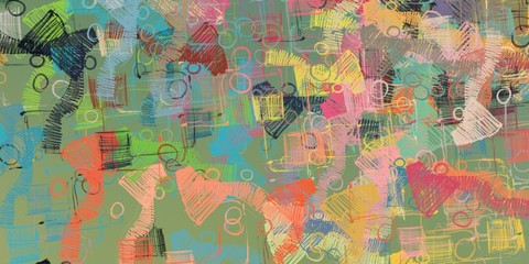 Handmade surreal abstract pattern. Modern artistic canvas. 2d illustration. Texture backdrop painting.