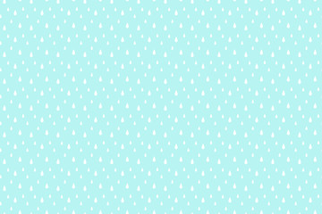 Rain seamless repeat vector blue background. Falling white water drops, raindrops, droplets, tears. Autumn, fall pattern. Aquatic rainy decoration, ornament. Border, frame template.