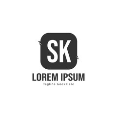Initial SK logo template with modern frame. Minimalist SK letter logo vector illustration