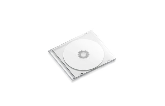 Blank White Transparent Disk Case Mockup Closed, Side View, Isolated, 3d Rendering. Empty Glossy Multimedia Compact Packing Mock Up. Clear Crystal Comptuer Cd Package Template.