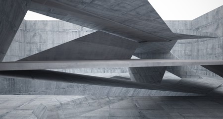 Abstract architectural concrete interior of a minimalist house. 3D illustration and rendering.