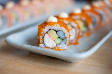Sushi roll, Japanese food. (selective focus point)