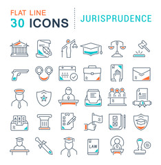 Set Vector Line Icons of Jurisprudence