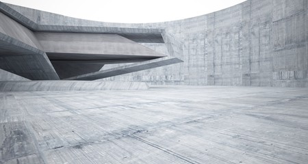 Abstract architectural concrete interior of a minimalist house. 3D illustration and rendering.