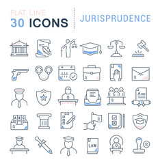 Set Vector Line Icons of Jurisprudence