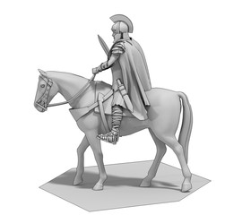 rider, warrior on horseback, 3D rendering, 3D illustration