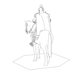 rider, contour visualization, 3D illustration, sketch, outline