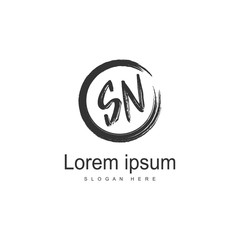 Initial SN logo template with modern frame. Minimalist SN letter logo vector illustration