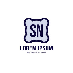 Initial SN logo template with modern frame. Minimalist SN letter logo vector illustration