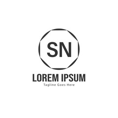 Initial SN logo template with modern frame. Minimalist SN letter logo vector illustration