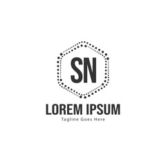 Initial SN logo template with modern frame. Minimalist SN letter logo vector illustration