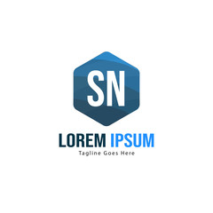 Initial SN logo template with modern frame. Minimalist SN letter logo vector illustration