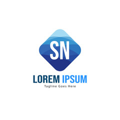 Initial SN logo template with modern frame. Minimalist SN letter logo vector illustration