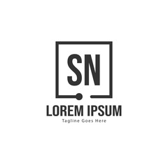 Initial SN logo template with modern frame. Minimalist SN letter logo vector illustration