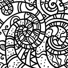 Zentangle sand swirl pattern background and coloring book, coloring page or colouring picture. Hand drawn black picture. Abstract wave monochrome design. Monochrome texture. - Vector graphics.