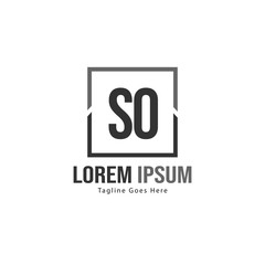 Initial SO logo template with modern frame. Minimalist SO letter logo vector illustration