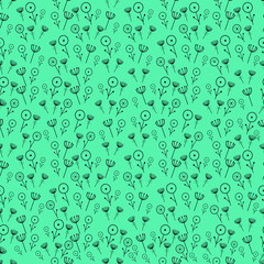 Doodle flowers on a gentle background. Pattern Vector