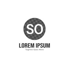 Initial SO logo template with modern frame. Minimalist SO letter logo vector illustration