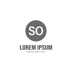 Initial SO logo template with modern frame. Minimalist SO letter logo vector illustration