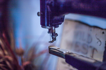Close Up of a Leather Working Industrial Sewing Machine