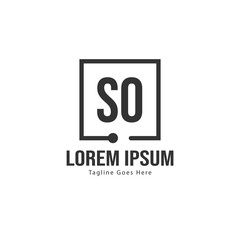 Initial SO logo template with modern frame. Minimalist SO letter logo vector illustration