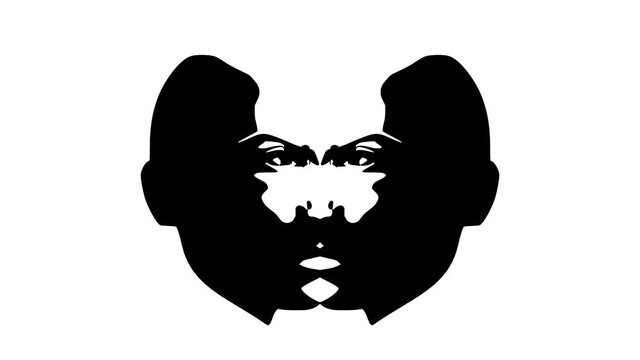 A zombie or two face profile view. Optical illusion. Human head make silhouette of skull