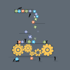 Obraz premium Flat style concept of the lottery, little people move the balls.