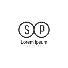 Initial SP logo template with modern frame. Minimalist SP letter logo vector illustration
