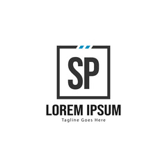 Initial SP logo template with modern frame. Minimalist SP letter logo vector illustration