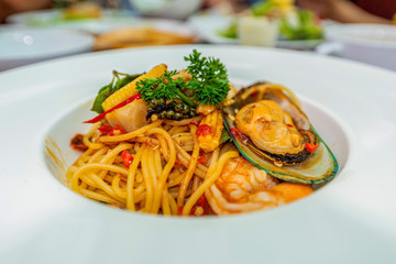 Tasty appetizing classic italian spaghetti pasta -  Spaghetti Seafood