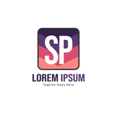Initial SP logo template with modern frame. Minimalist SP letter logo vector illustration
