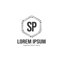 Initial SP logo template with modern frame. Minimalist SP letter logo vector illustration