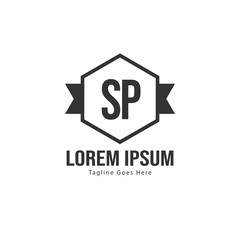 Initial SP logo template with modern frame. Minimalist SP letter logo vector illustration