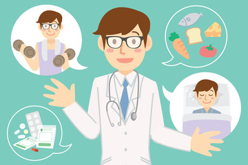 Obraz premium Doctor talk about healthy doing wellness being