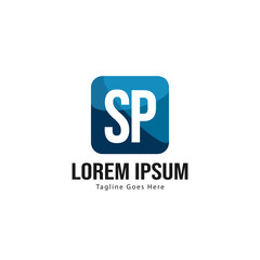 Initial SP logo template with modern frame. Minimalist SP letter logo vector illustration
