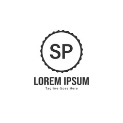 Initial SP logo template with modern frame. Minimalist SP letter logo vector illustration