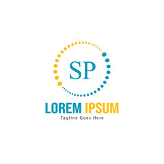 Initial SP logo template with modern frame. Minimalist SP letter logo vector illustration