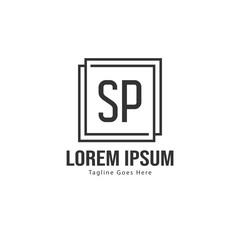 Initial SP logo template with modern frame. Minimalist SP letter logo vector illustration