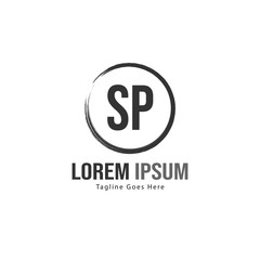 Initial SP logo template with modern frame. Minimalist SP letter logo vector illustration