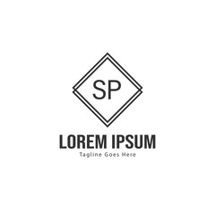 Initial SP logo template with modern frame. Minimalist SP letter logo vector illustration