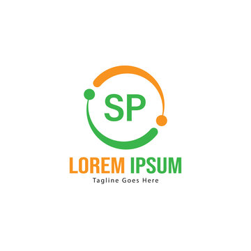 Initial SP logo template with modern frame. Minimalist SP letter logo vector illustration