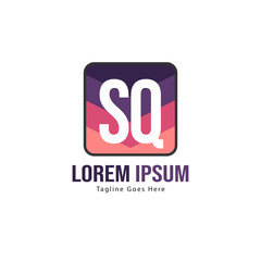 Initial SQ logo template with modern frame. Minimalist SQ letter logo vector illustration