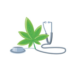 cannabis leaf plant with stethoscope