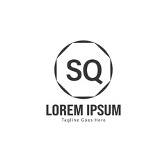Initial SQ logo template with modern frame. Minimalist SQ letter logo vector illustration