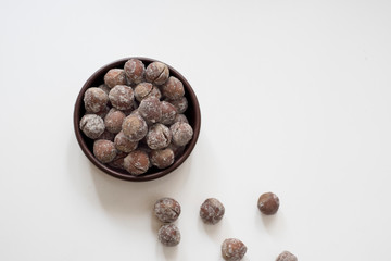 Hazelnuts, filbert in burlap sack on wooden backdrop. heap or stack of hazelnuts. Hazelnut background, healty food