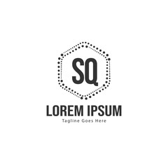 Initial SQ logo template with modern frame. Minimalist SQ letter logo vector illustration