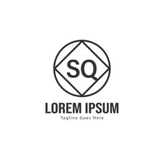 Initial SQ logo template with modern frame. Minimalist SQ letter logo vector illustration