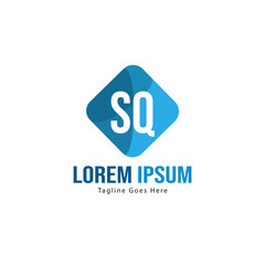Initial SQ logo template with modern frame. Minimalist SQ letter logo vector illustration