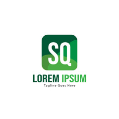 Initial SQ logo template with modern frame. Minimalist SQ letter logo vector illustration
